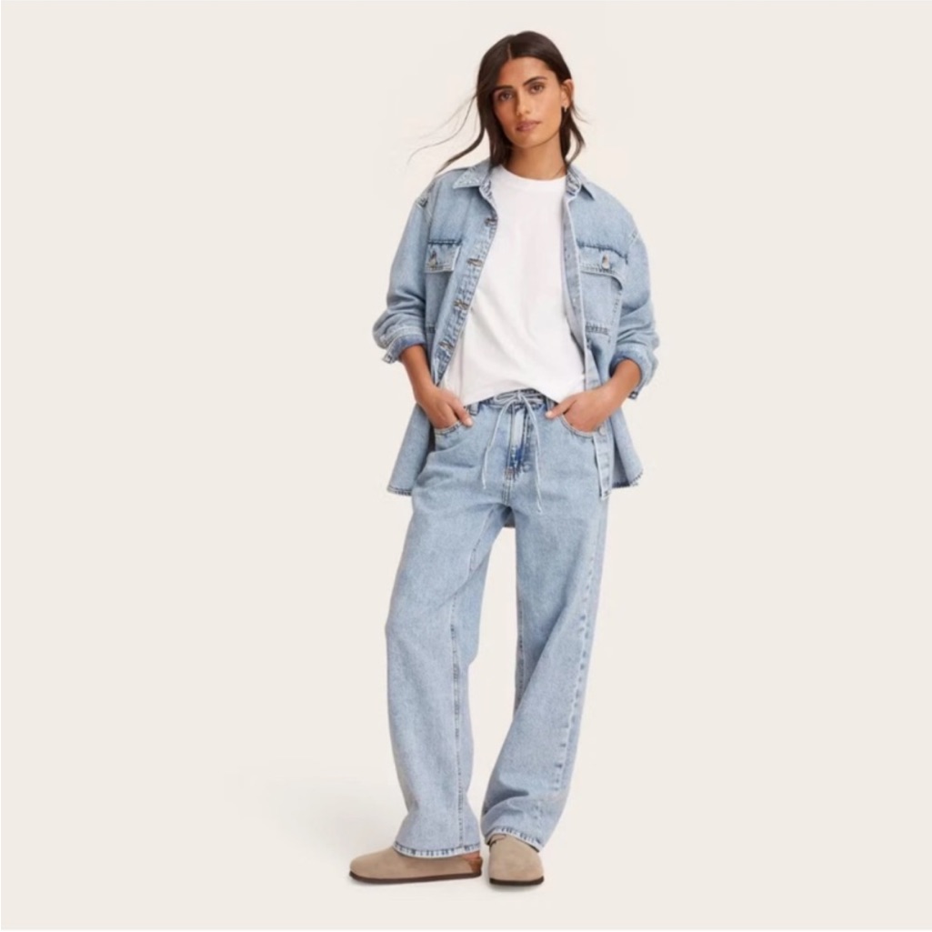 Parke By Target . Light Blue Drawstring Waist Boyfriend Jeans